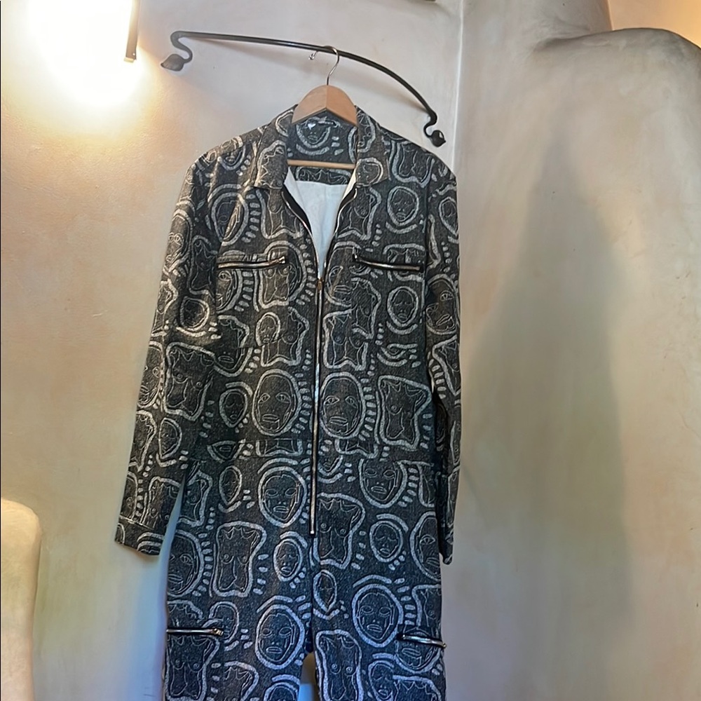 Patterned Black and Gray Men's Coat